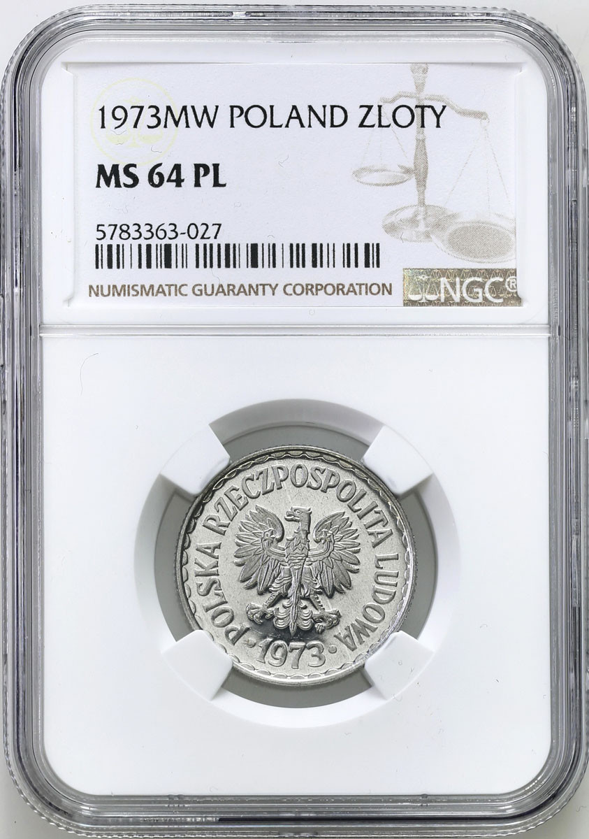 PRL. 1 złoty 1973 Aluminium NGC MS64 PL (Proof like)